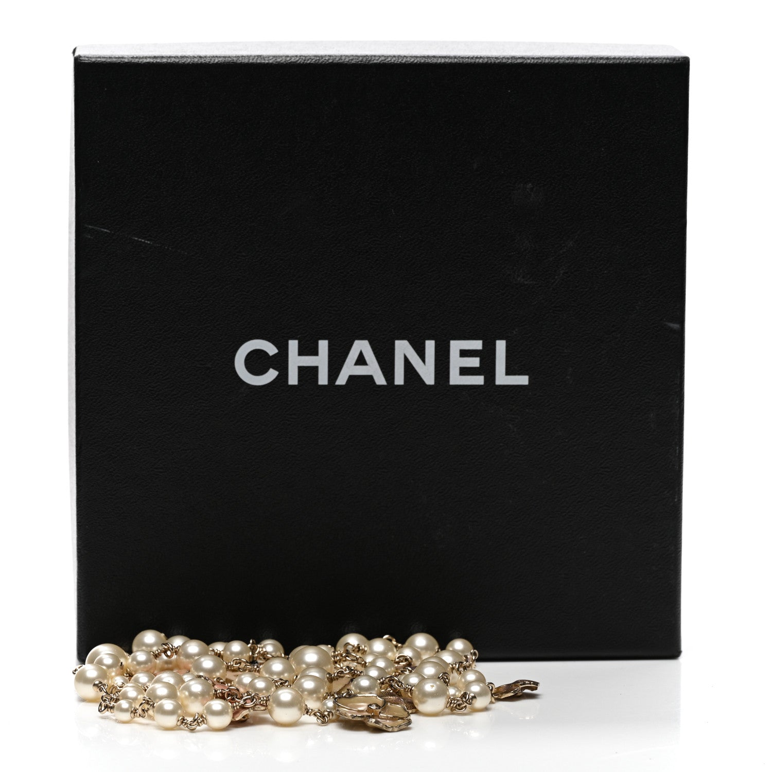 Chanel Pearl Enamel CC Camellia Necklace Gold Beige 6 of 6