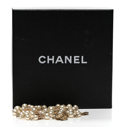Chanel Pearl Enamel CC Camellia Necklace Gold Beige 6 of 6