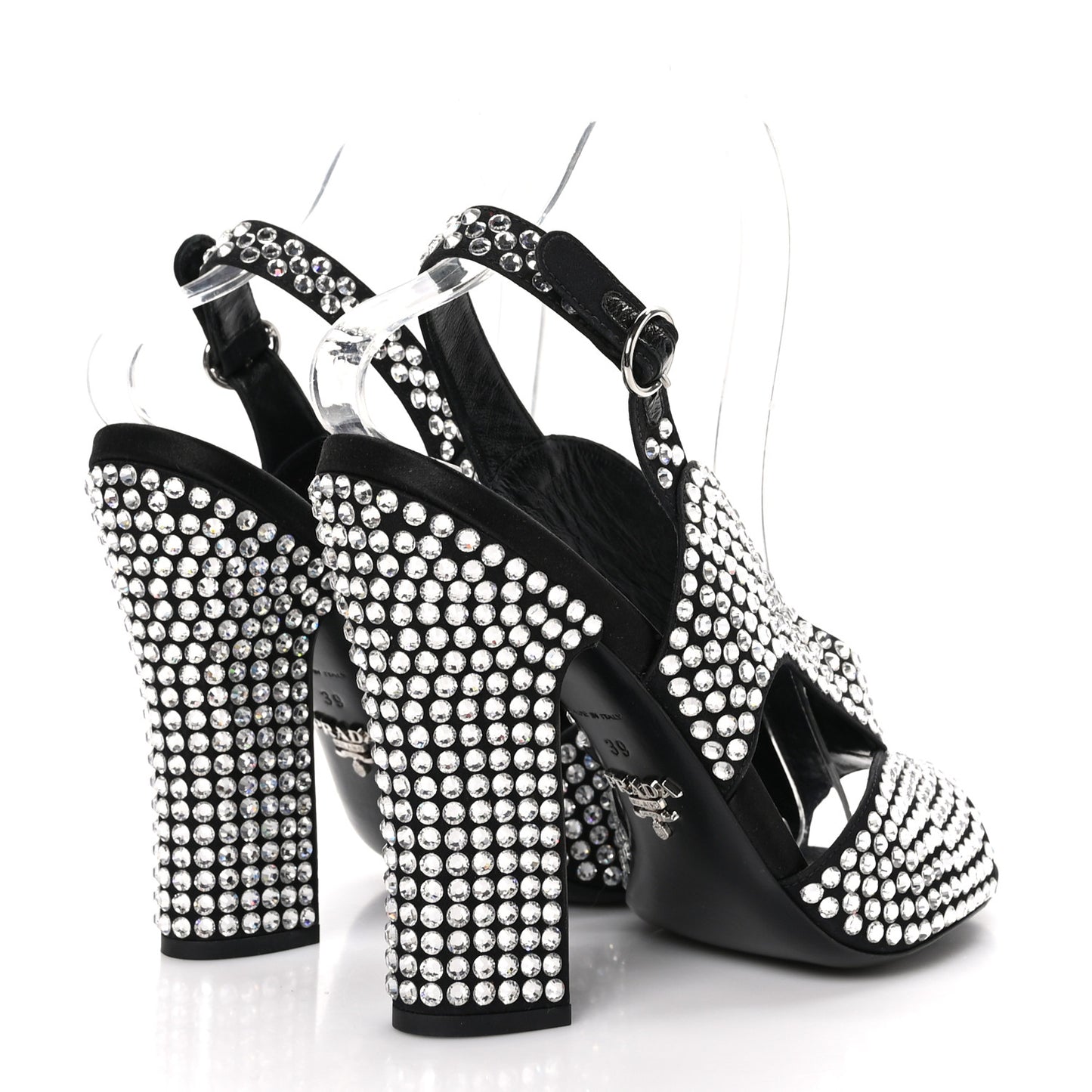 Satin Crystal Calzature Donna 105mm Sandals 39 Cristal
