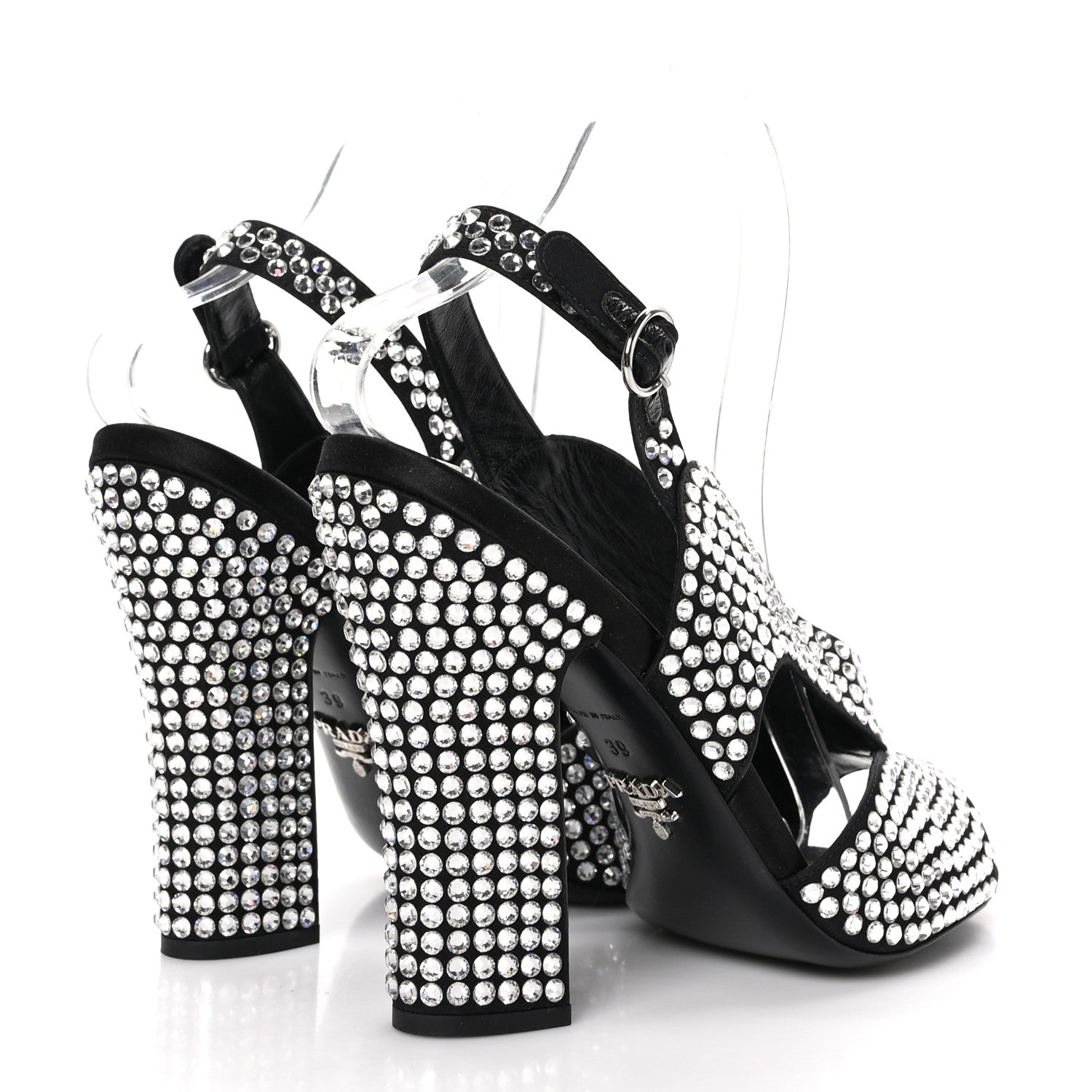 Prada Satin Crystal Calzature Donna 105mm Sandals 39 Cristal 4 of 7