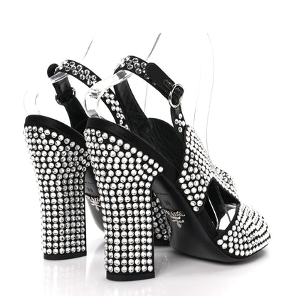 Prada Satin Crystal Calzature Donna 105mm Sandals 39 Cristal 4 of 7