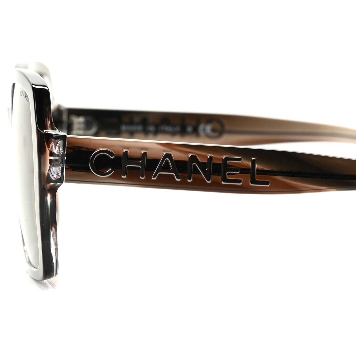 Acetate Polarized Square Striped Sunglasses 5408 Brown