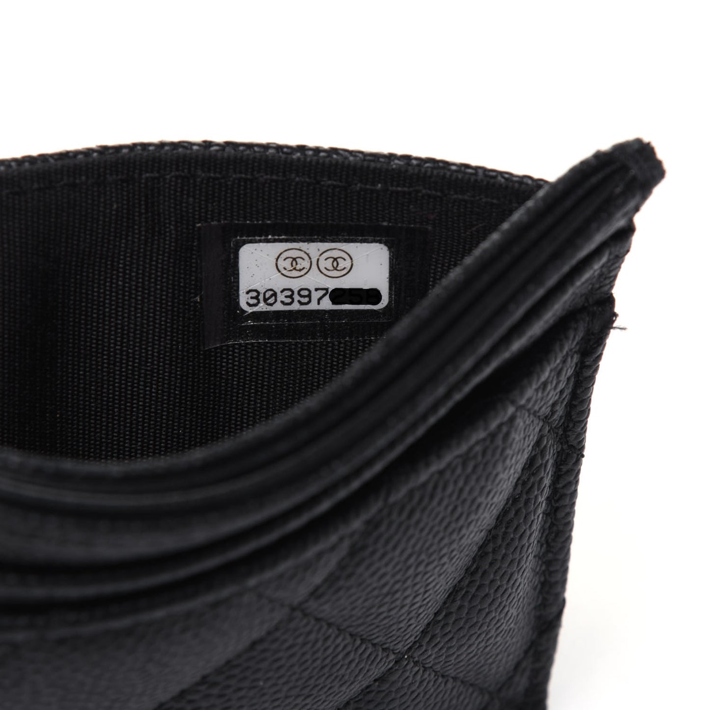Caviar Quilted Vintage Mademoiselle Card Holder Black
