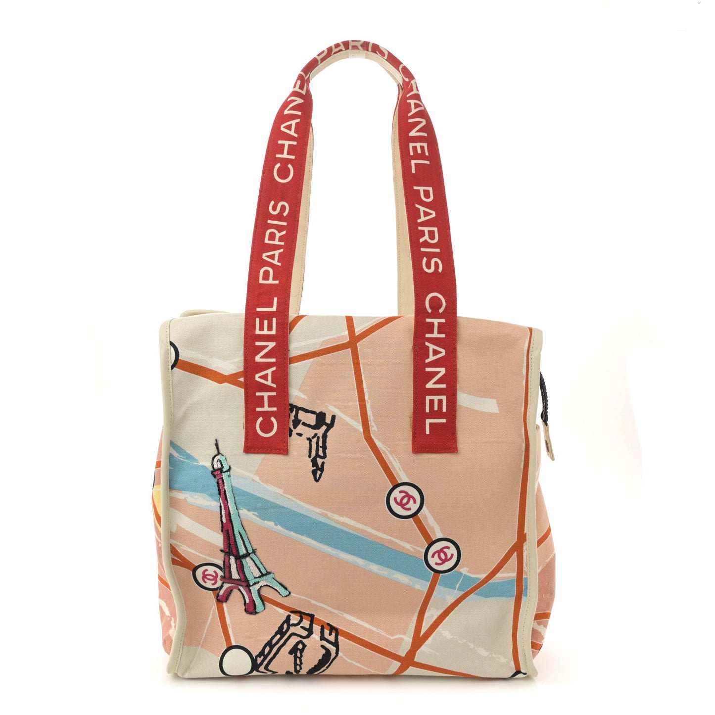 Canvas Printed Paris Map Tote Bag Red