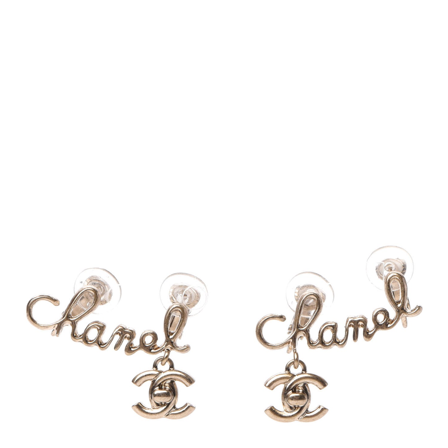 Metal Logo CC Turnlock Clip On Earrings Gold