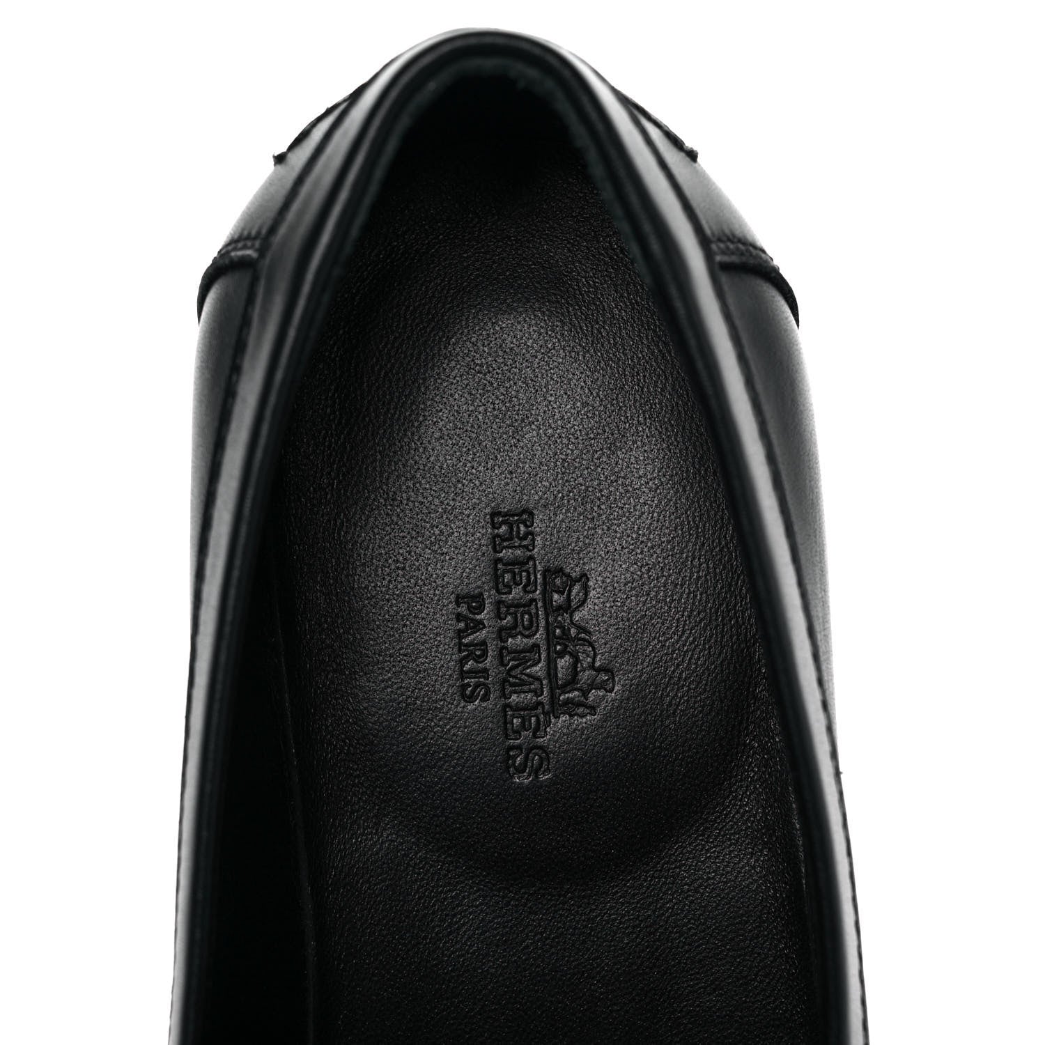Hermes Calfskin Womens Destin Loafers 35.5 Black 7 of 8