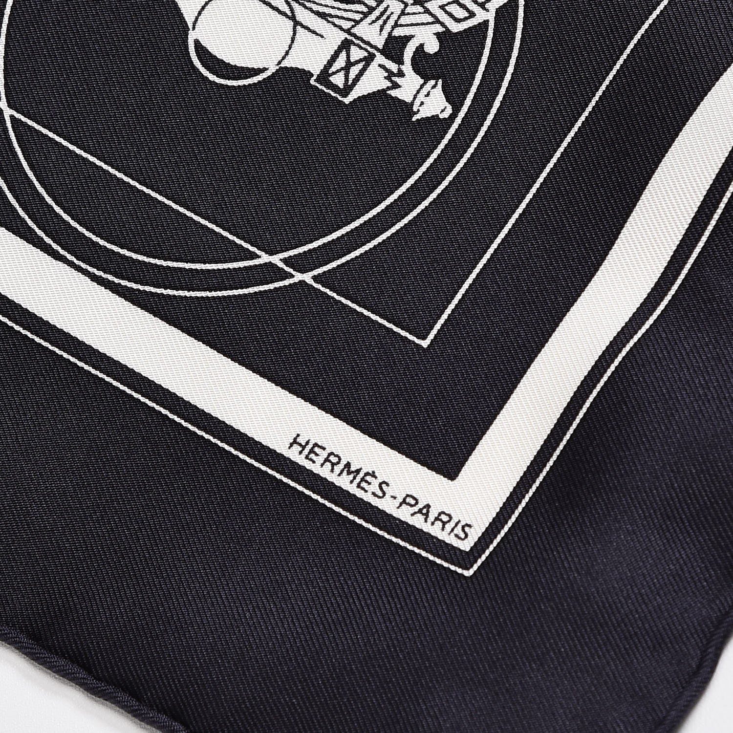 Hermes Silk Ex Libris Pocket Square Scarf Navy Bleu 3 of 5
