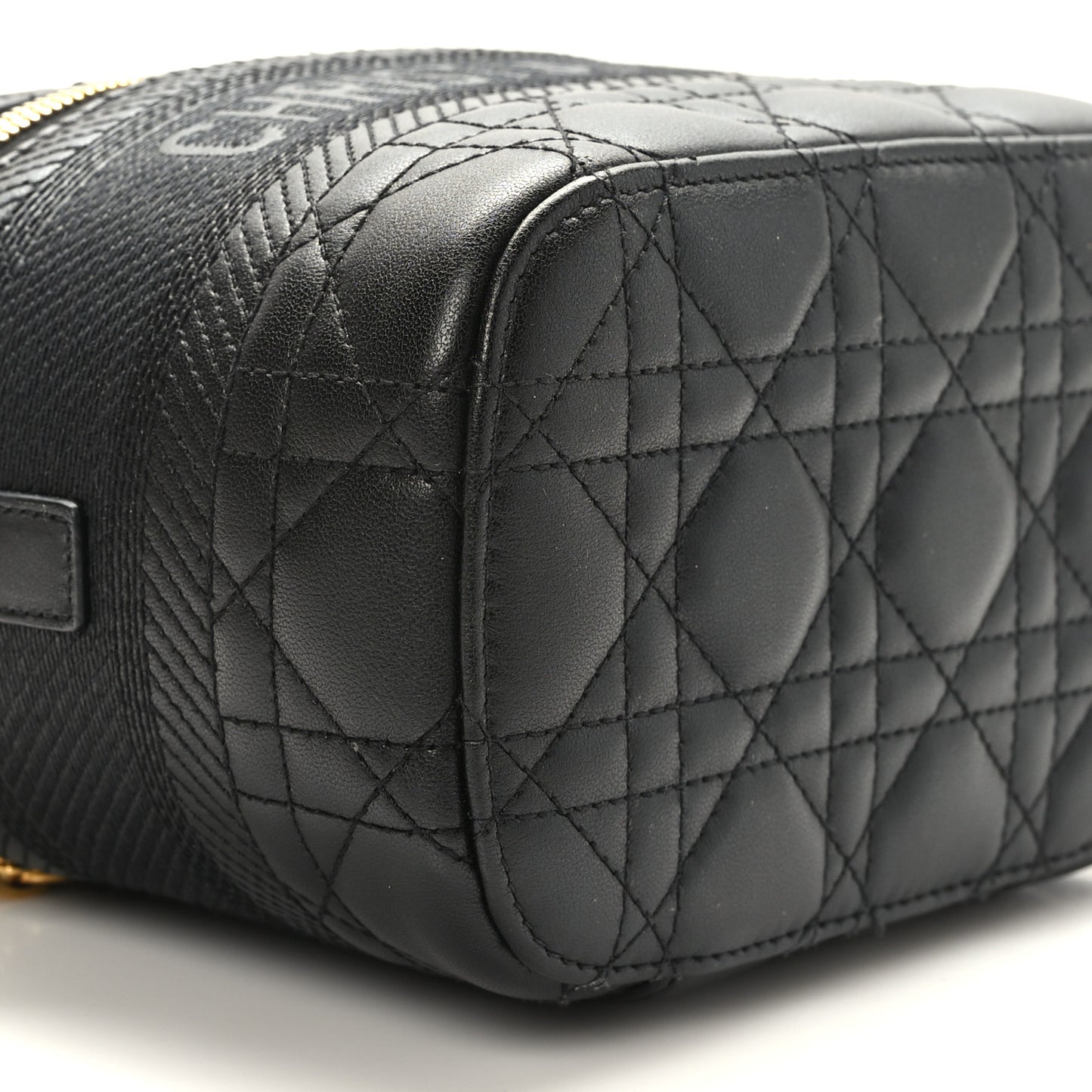 Lambskin Cannage Small Diortravel Vanity Case Black