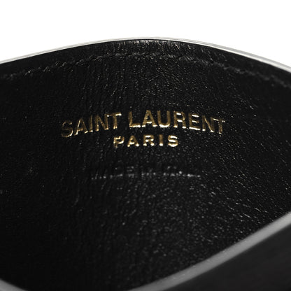Saint Laurent Grain De Poudre Matelasse Chevron Monogram Credit Card Case Black 6 of 9