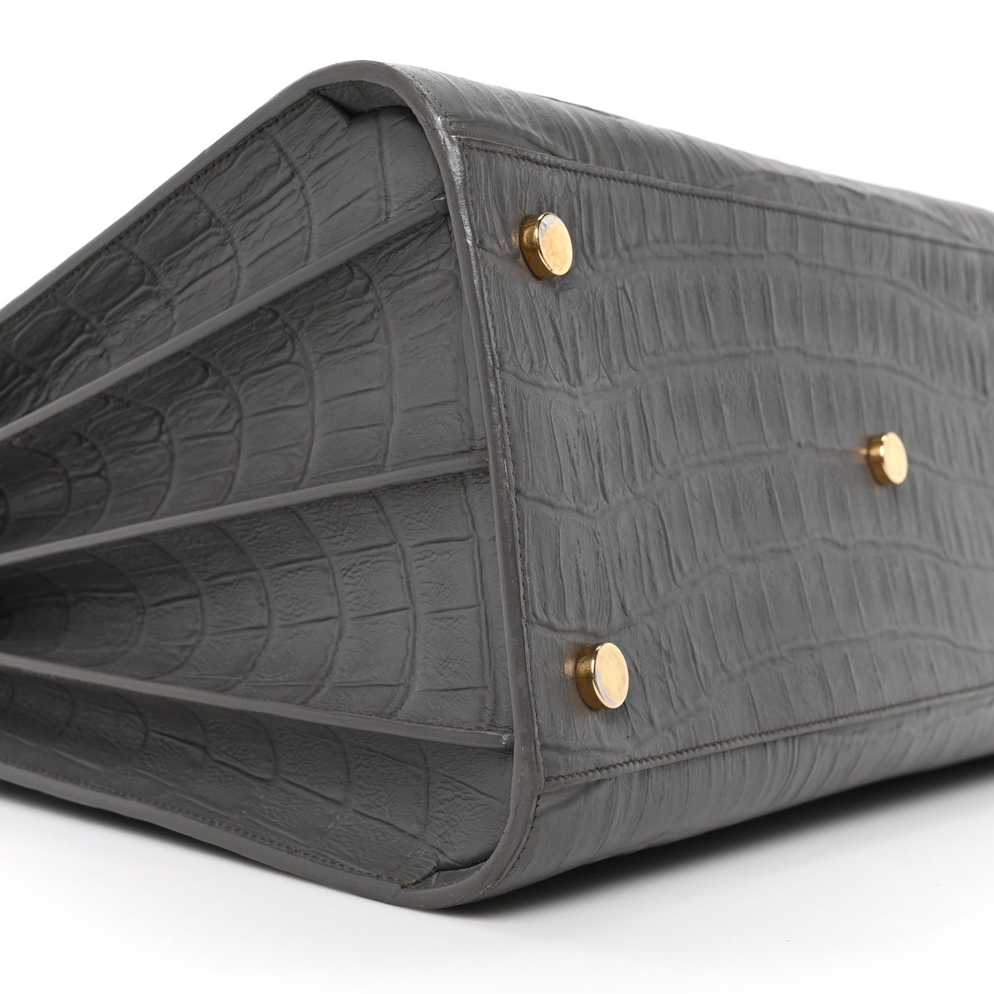 Calfskin Crocodile Embossed Large Sac De Jour Carryall Grey