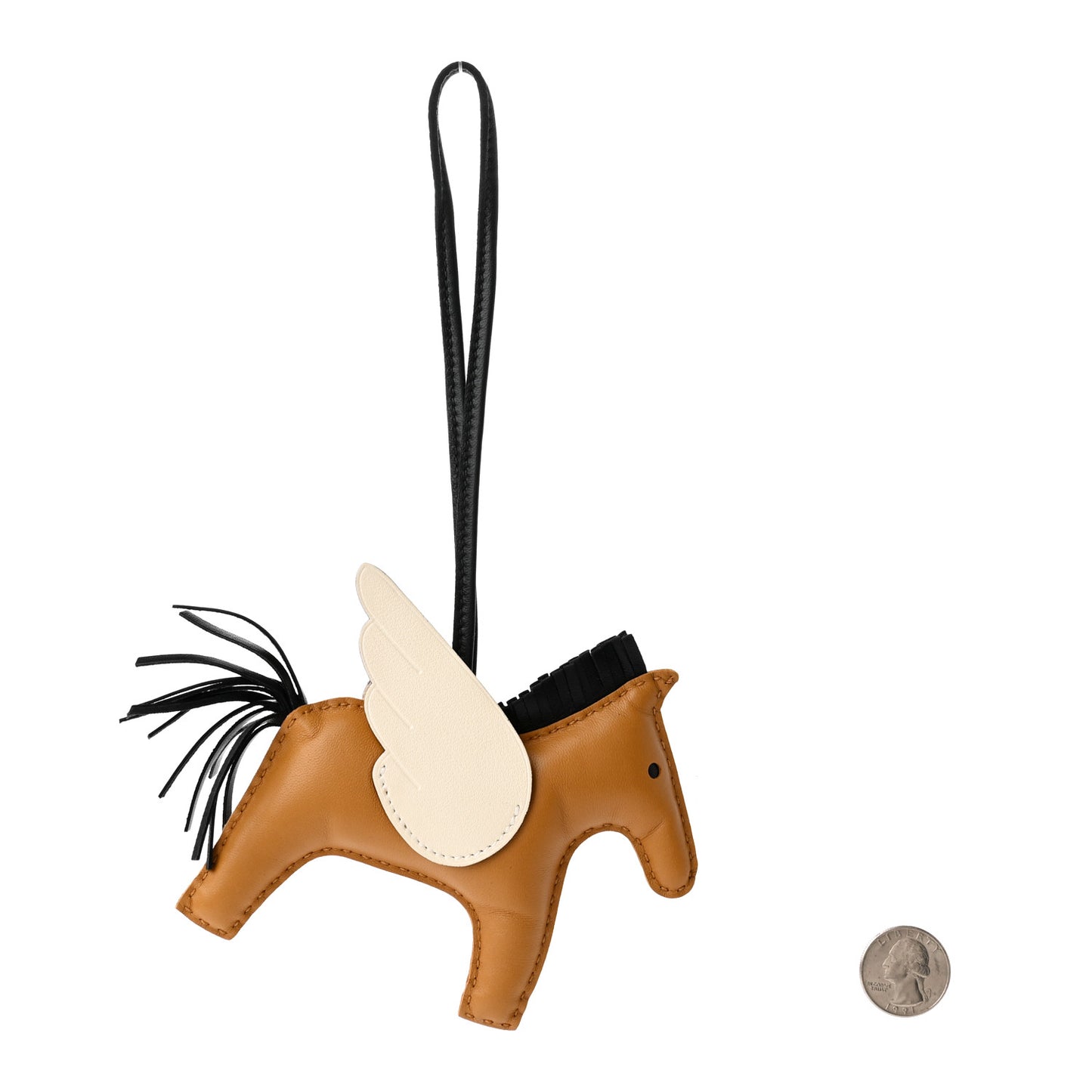 Milo Lambskin Grigri Rodeo Pegase Horse Bag Charm MM Sesame Black Nata