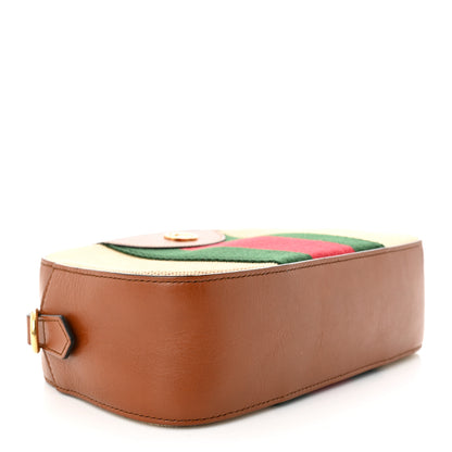 Gucci Vintage Canvas Web Shoulder Bag Sand Cuir 4 of 10