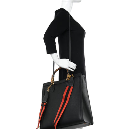 Gucci Wonka Grain Calfskin Large Diana Tote Bag Black 2 of 9