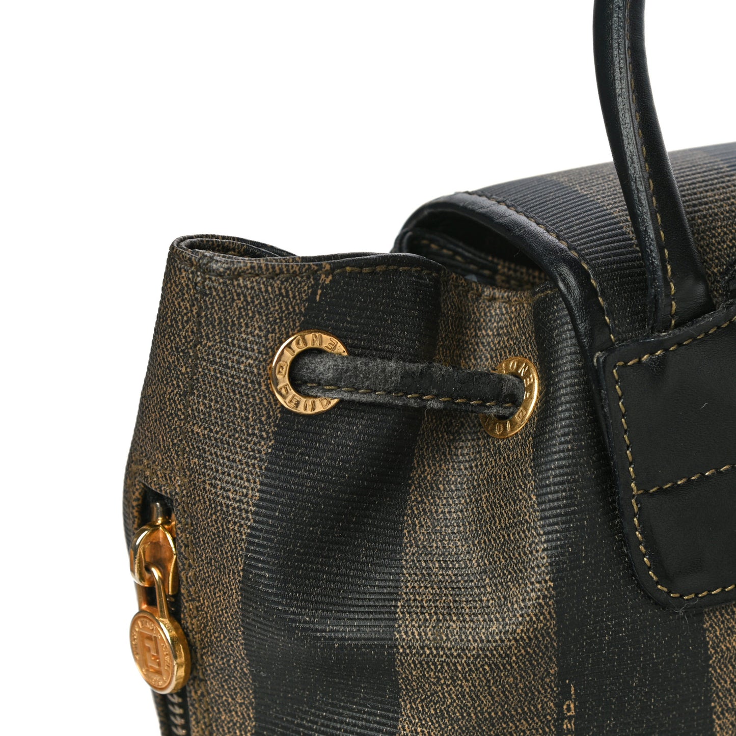 Coated Canvas Pequin Drawstring Backpack Tobacco