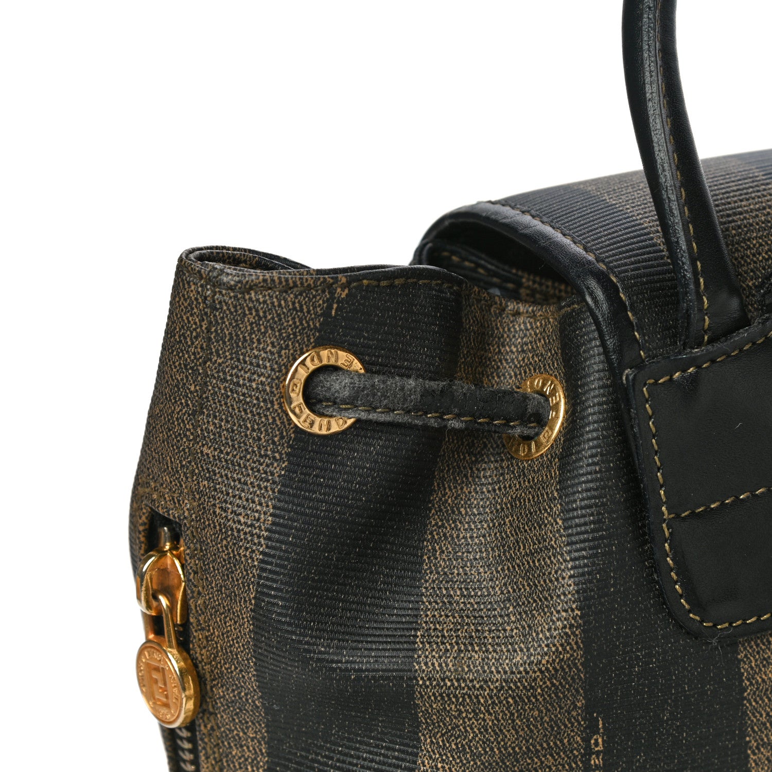 Fendi Coated Canvas Pequin Drawstring Backpack Tobacco 12 of 19