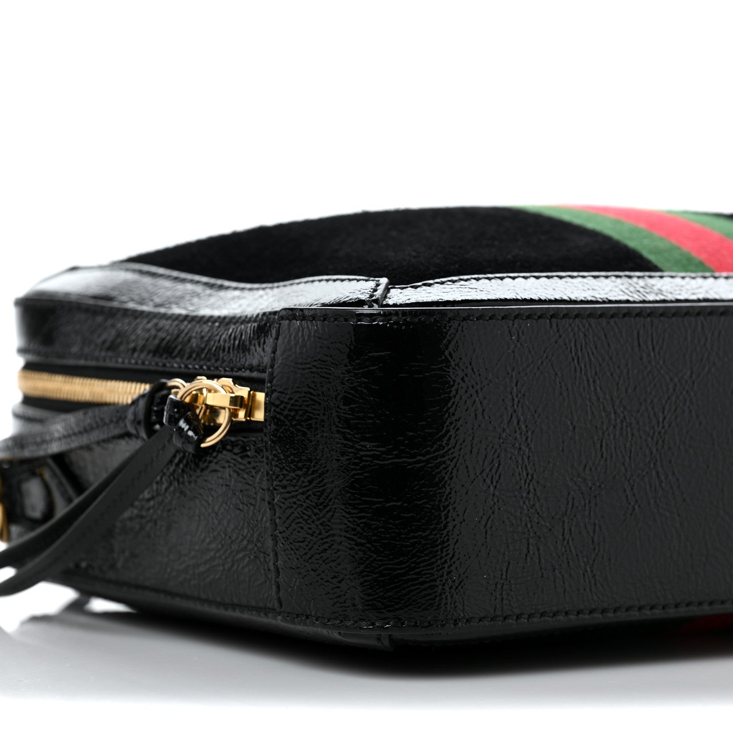 Gucci Suede Patent Web Small Ophidia Top Handle Shoulder Bag Black 9 of 11