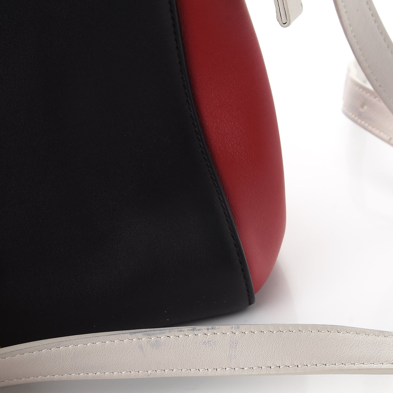 Saint Laurent Calfskin Small Cabas Rive Gauche Bag Black Red Yellow White 9 of 14