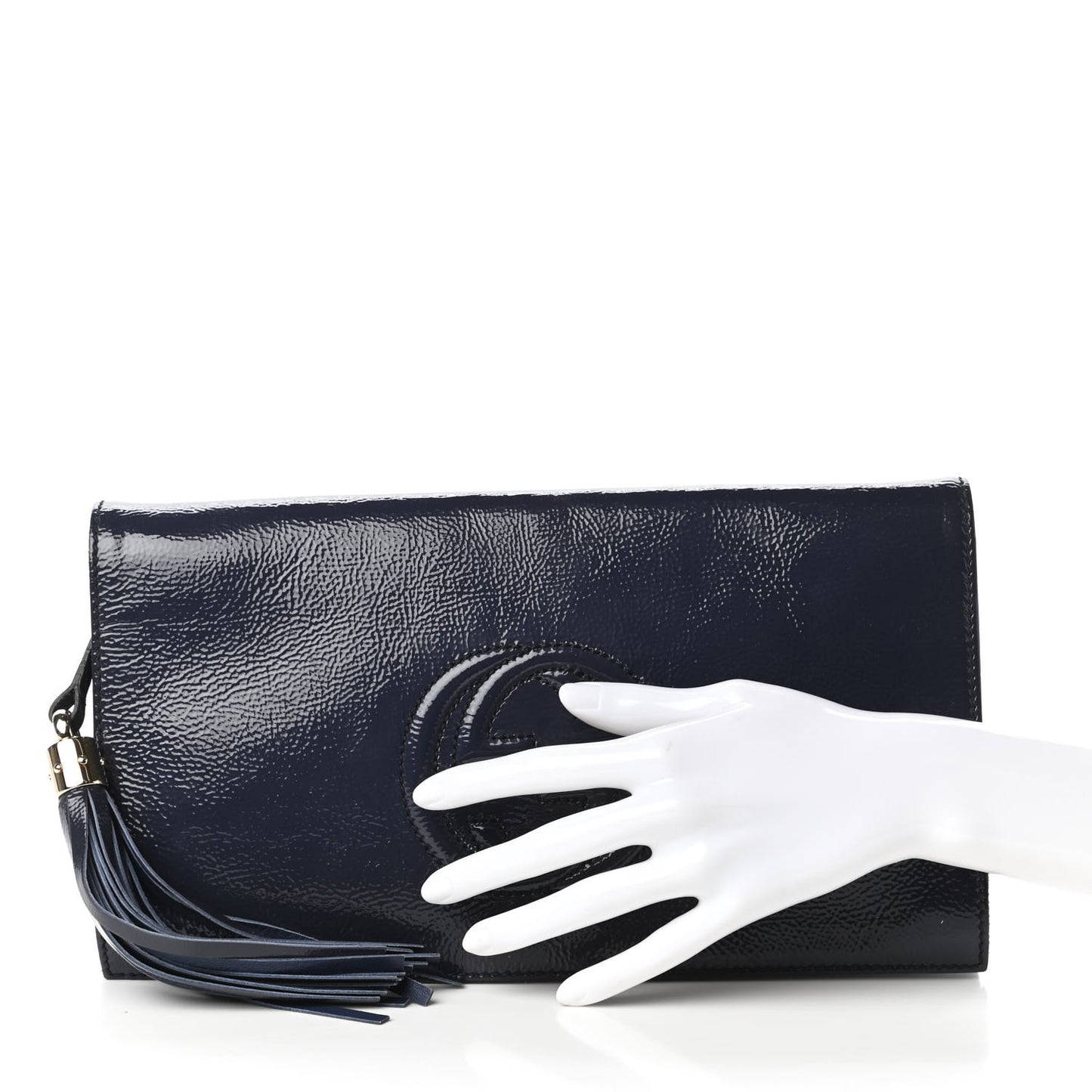 Soft Patent Medium Soho Clutch Uniform Blue