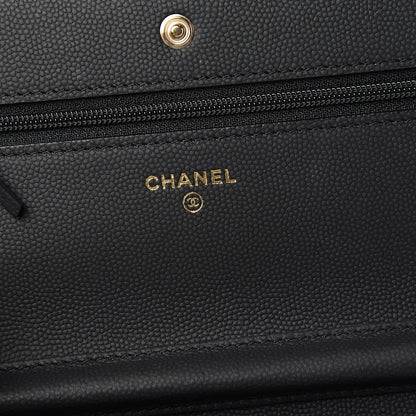 Chanel Caviar Chevron Quilted Wallet On Chain WOC Black 5 of 11