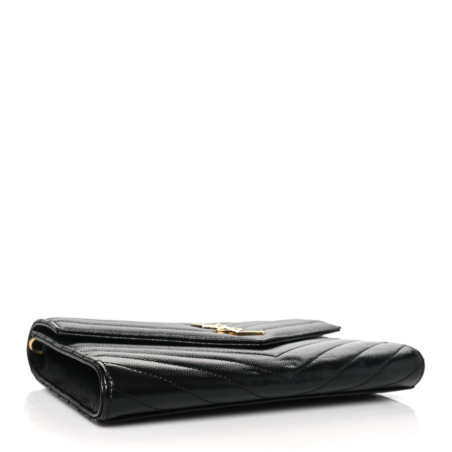Grain De Poudre Matelasse Chevron Monogram Envelope Clutch Black
