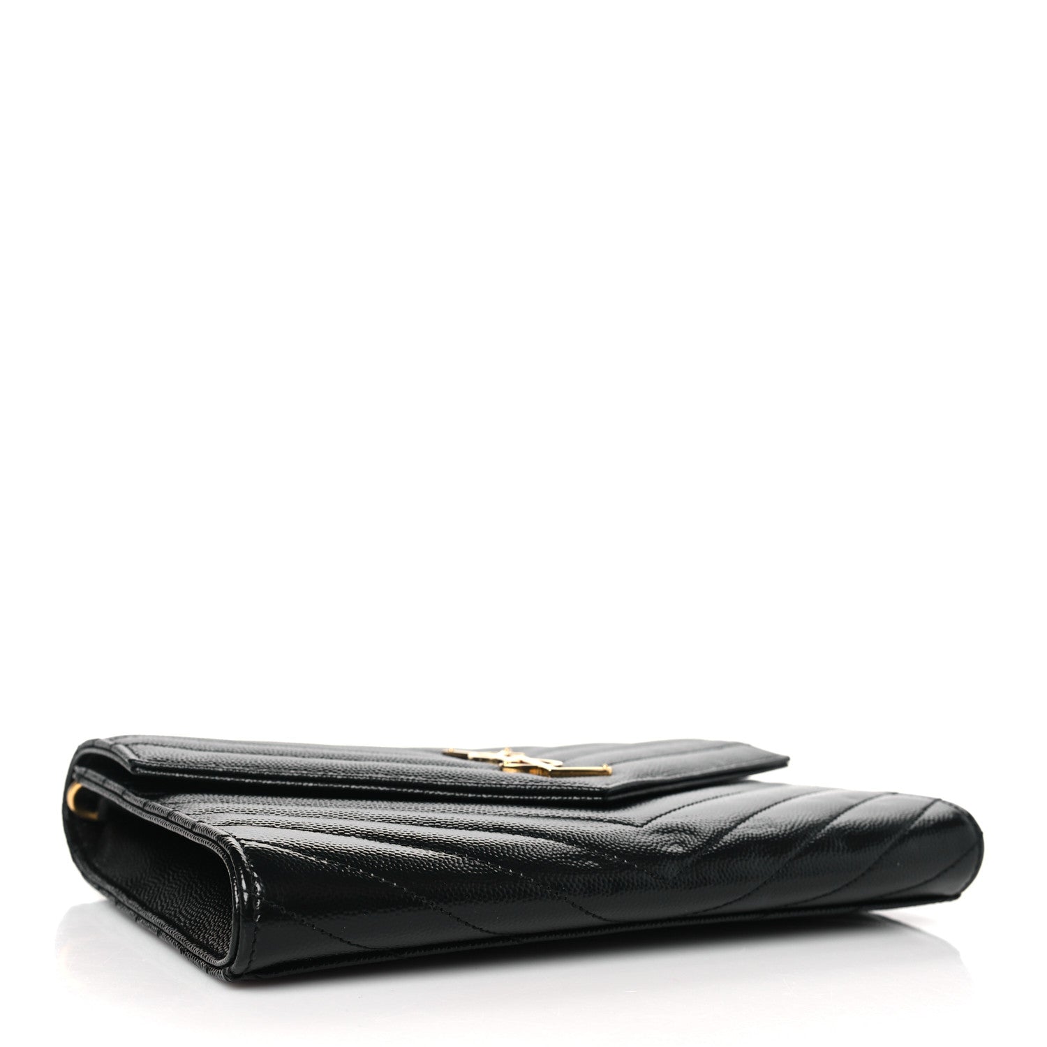 Saint Laurent Grain De Poudre Matelasse Chevron Monogram Envelope Clutch Black 4 of 9