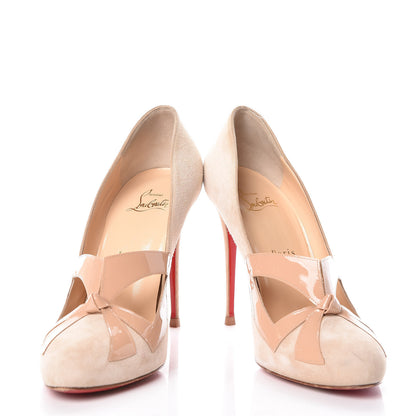 Christian Louboutin Veau Velours Patent Bow Me Dear 100 Pumps 40 Doudou 5 of 10