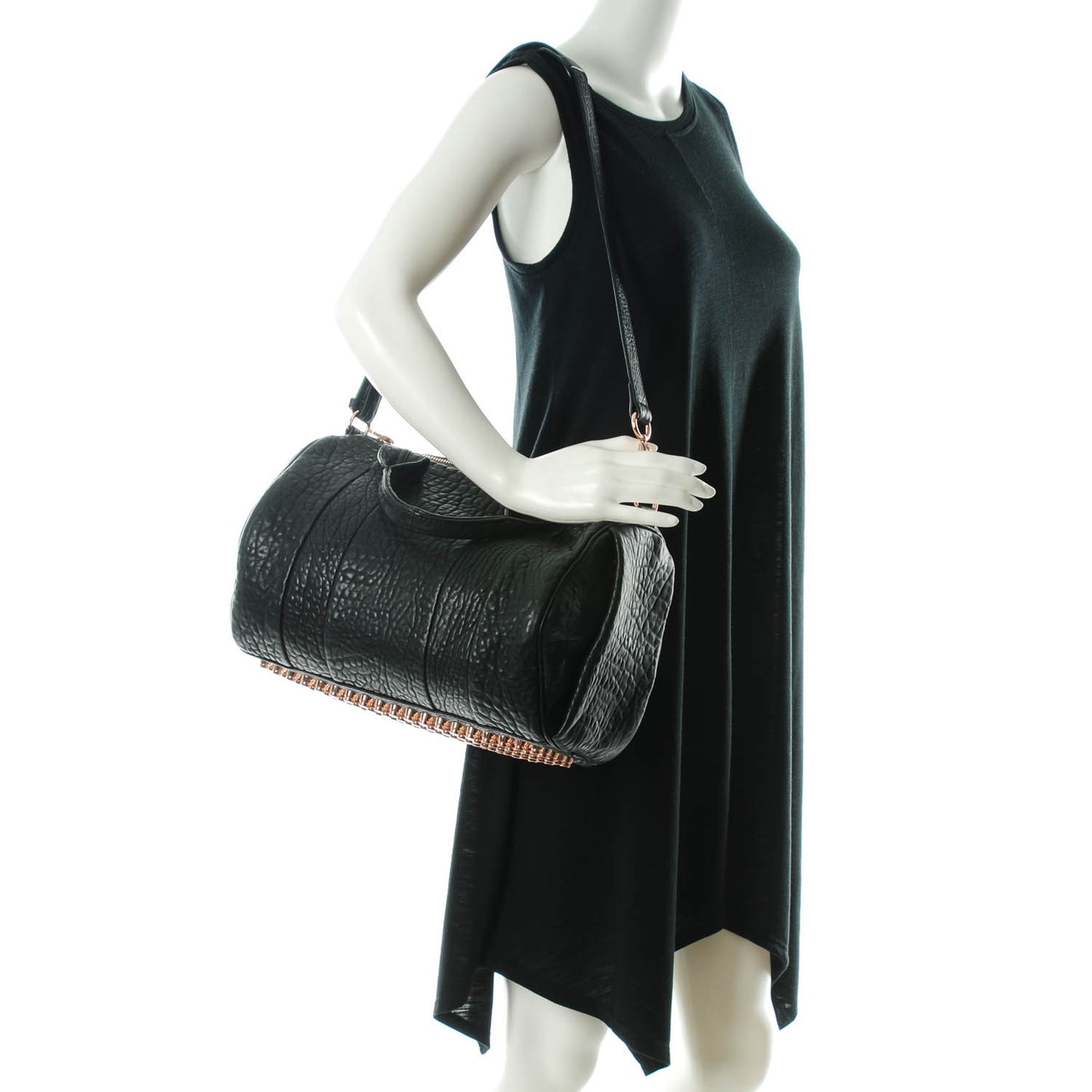 Pebbled Lambskin Rocco Black Rose Gold Hardware