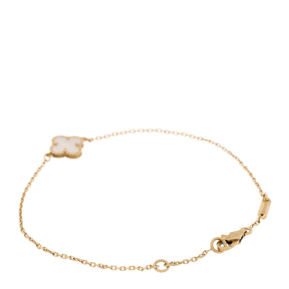 Van Cleef & Arpels 18K Yellow Gold Mother of Pearl Sweet Alhambra Bracelet 3 of 7