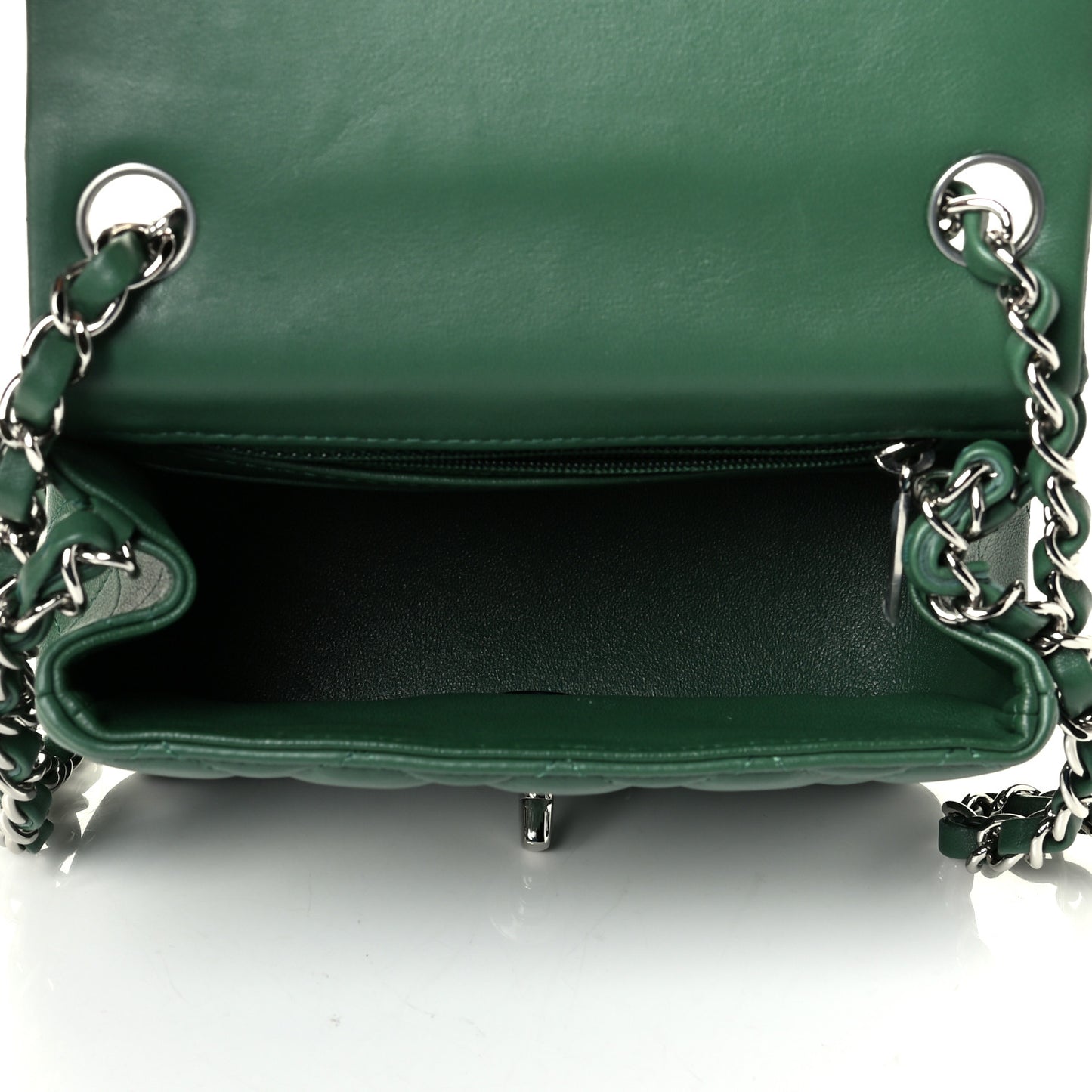 Lambskin Quilted Mini Square Flap Green