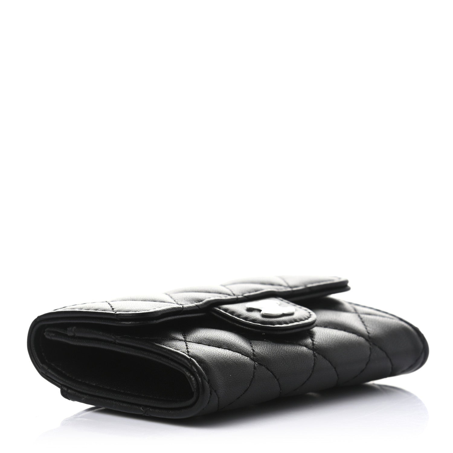 Chanel Lambskin Quilted Flap Card Holder Wallet Black 4 of 8
