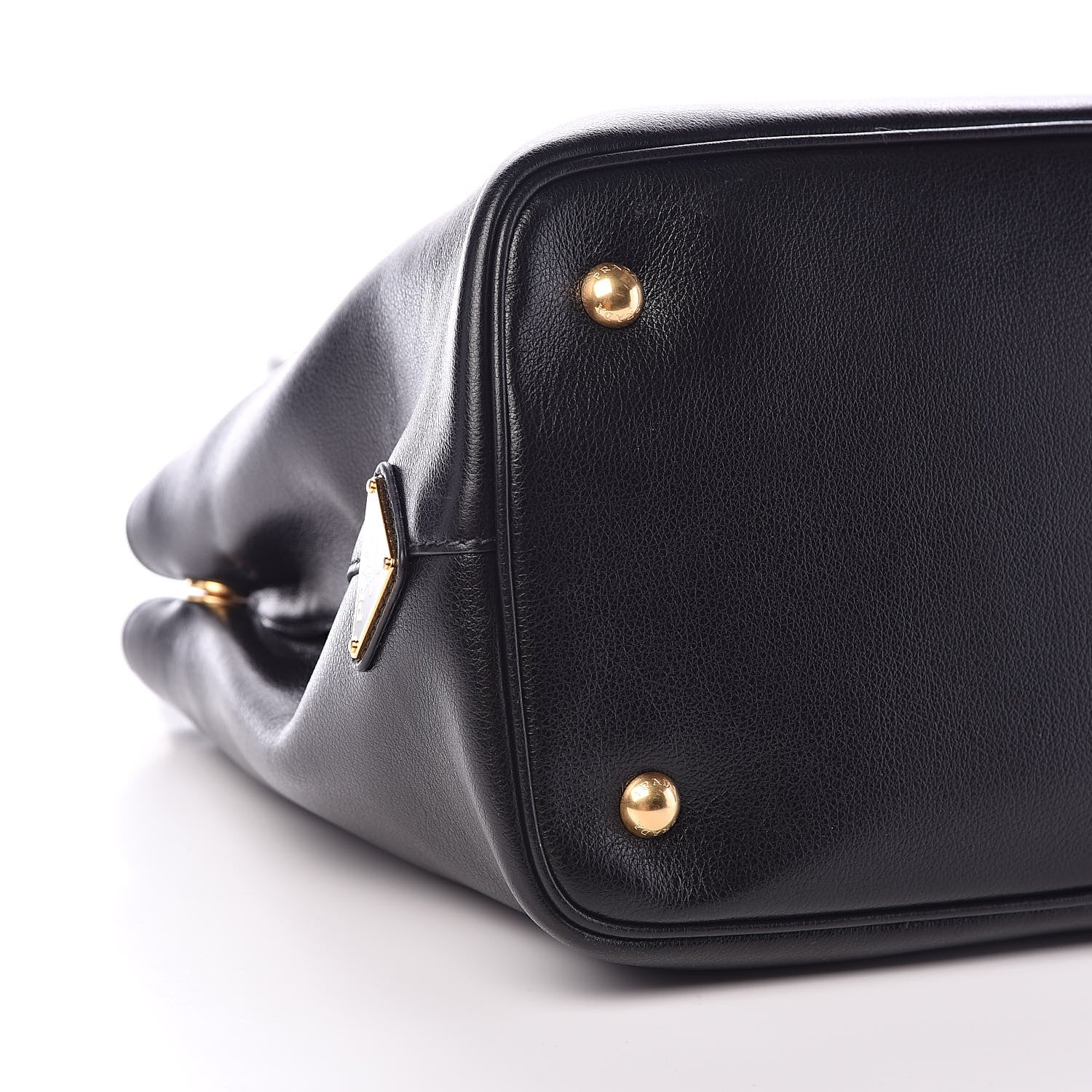 Prada Glace Calfskin Embossed Logo Tote Black 10 of 11