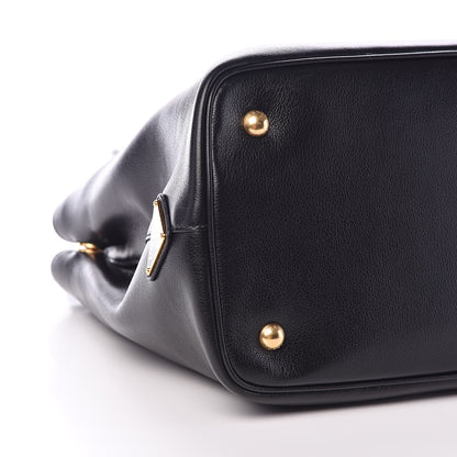 Prada Glace Calfskin Embossed Logo Tote Black 10 of 11