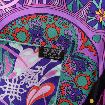 Hermes Silk L’ivresse De L’infini Scarf 90 Ultraviolet Cyclamen Vert 3 of 5