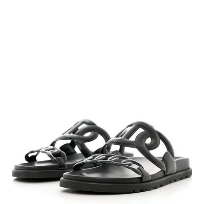 Hermes Nappa Extra Sandals 38.5 Black 3 of 9