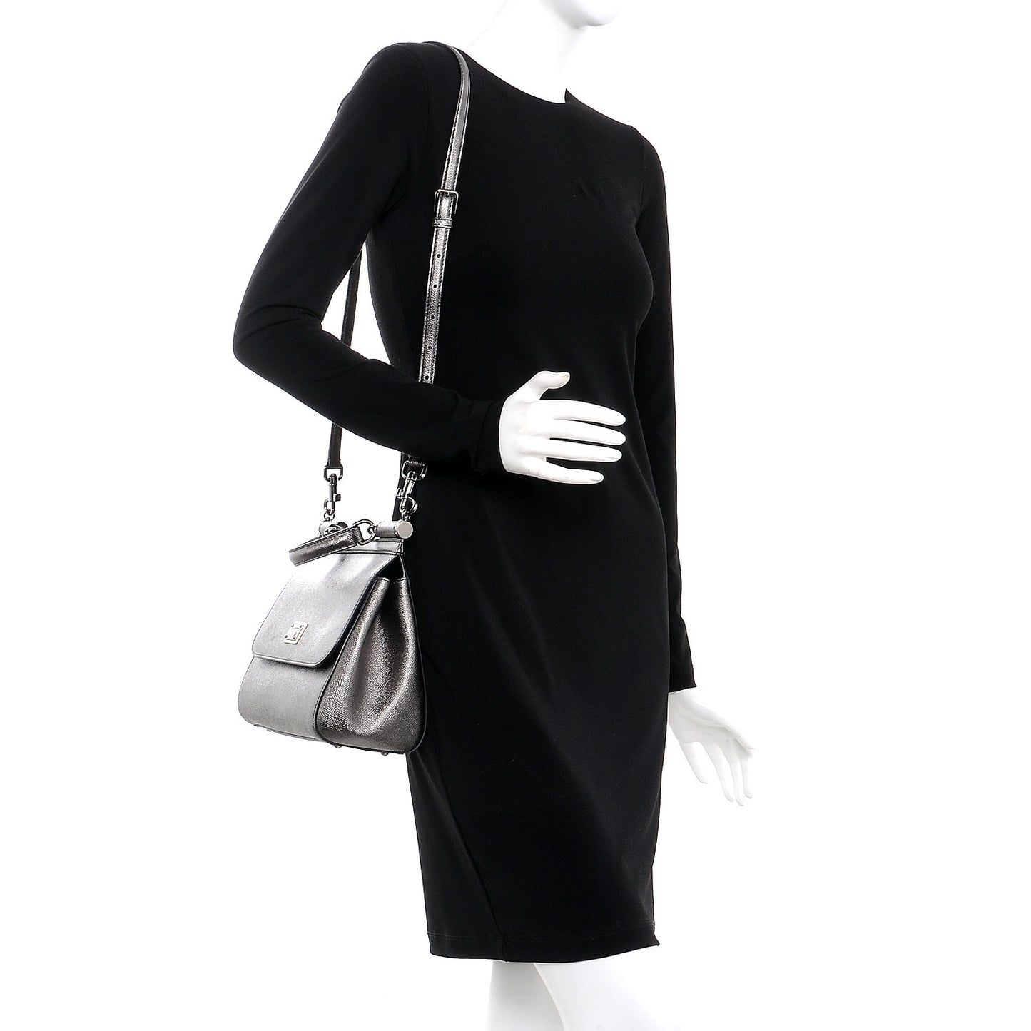 Metallic Dauphine Medium Miss Sicily Satchel Gunmetal