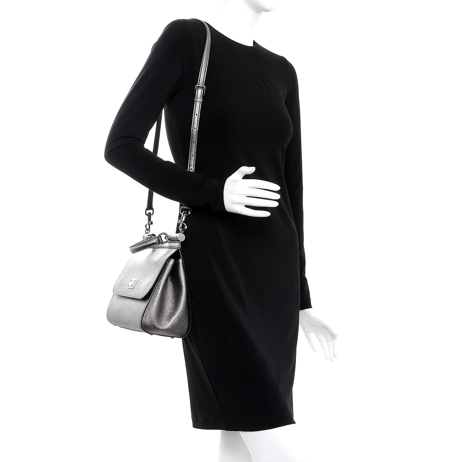 Dolce & Gabbana Metallic Dauphine Medium Miss Sicily Satchel Gunmetal 2 of 7