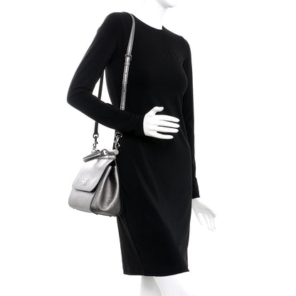 Dolce & Gabbana Metallic Dauphine Medium Miss Sicily Satchel Gunmetal 2 of 7