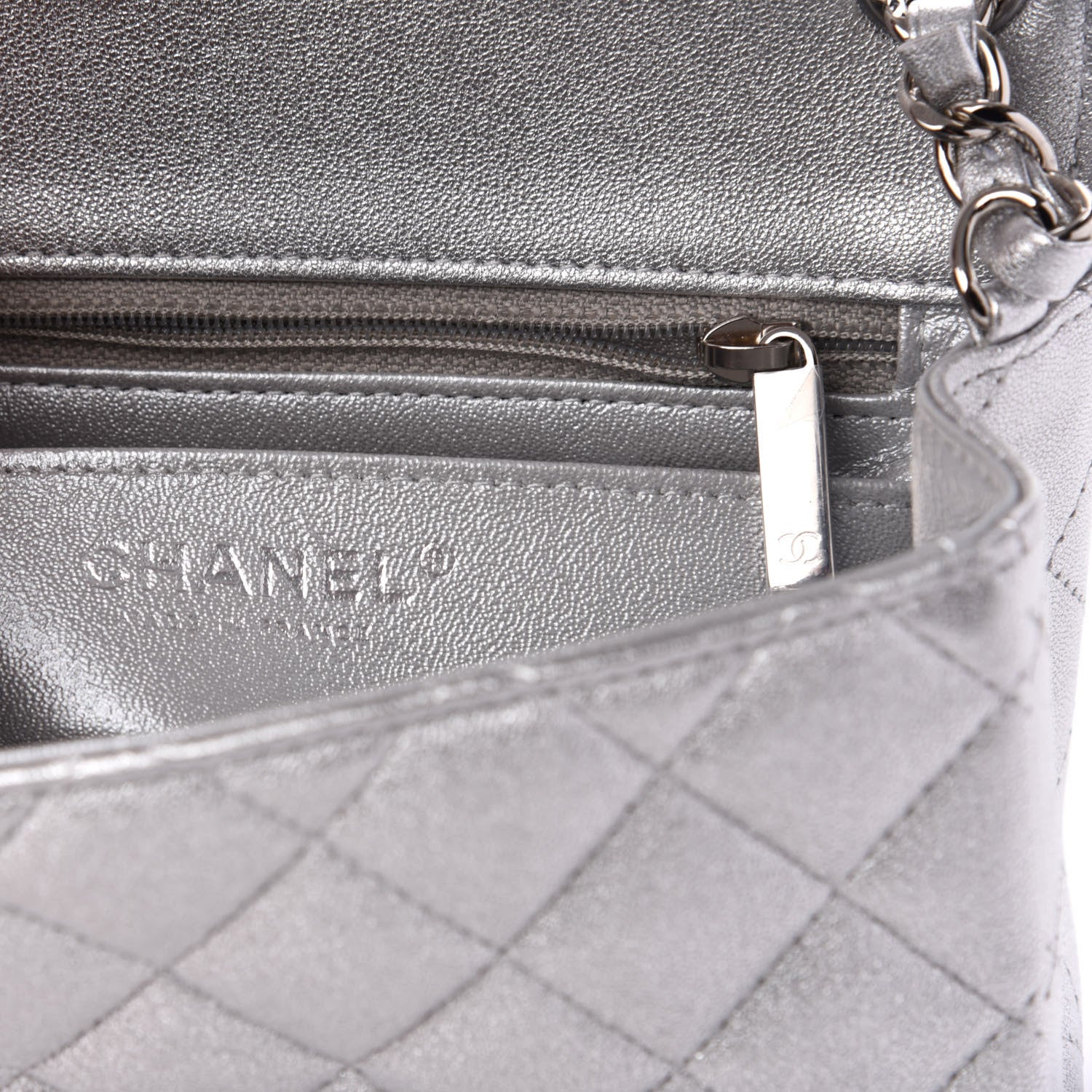 Chanel Metallic Lambskin Quilted Mini Square Flap Silver 6 of 10