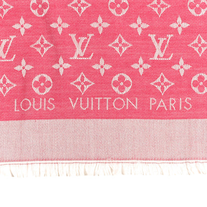 Louis Vuitton Wool Silk Monogram Denim Shawl Pivoine 4 of 10