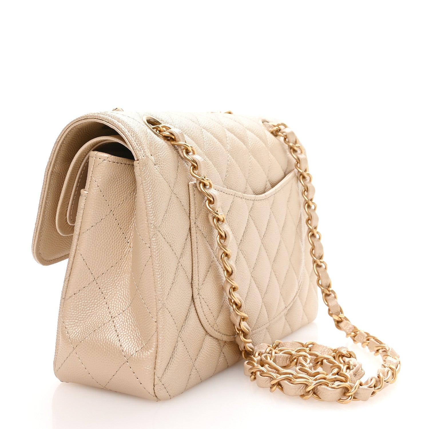 Chanel Metallic Caviar Quilted Small Double Flap Beige 4 of 21
