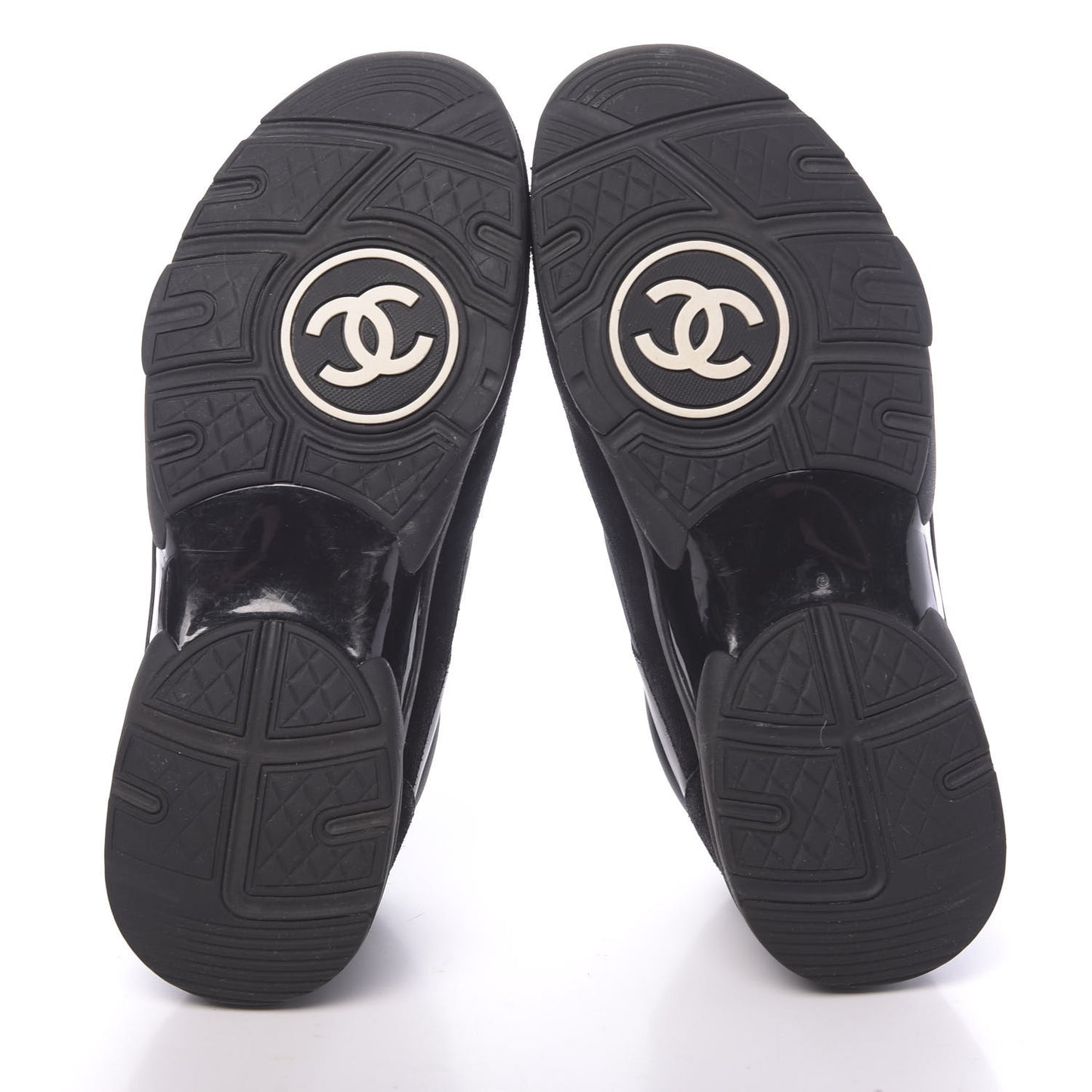 Fabric Calfskin Suede CC Sneakers 41 Black