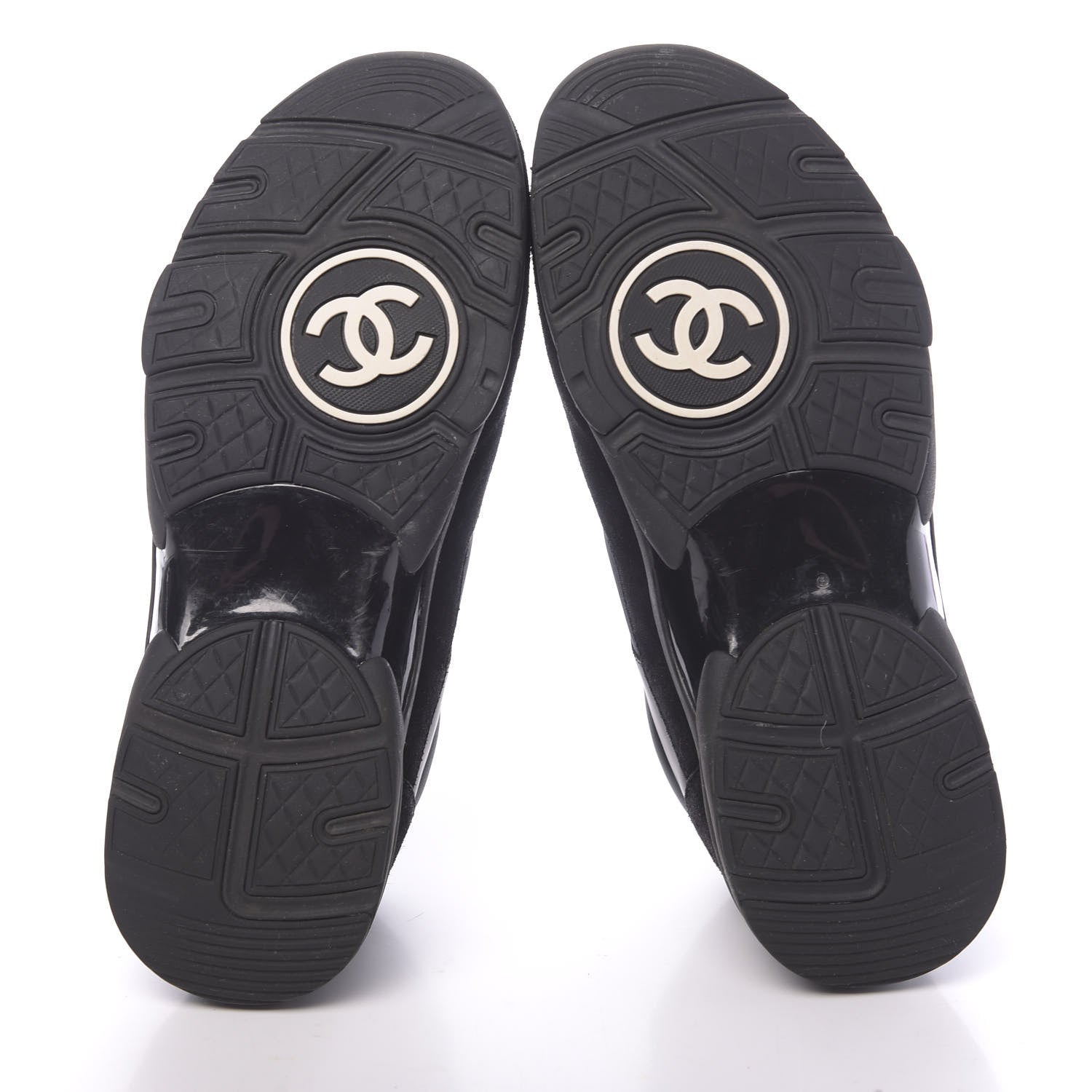Chanel Fabric Calfskin Suede CC Sneakers 41 Black 5 of 9