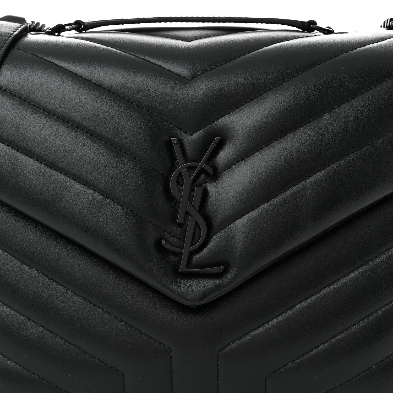 Saint Laurent Calfskin Y Quilted Monogram Monochrome Medium Loulou Chain Satchel Black 8 of 10