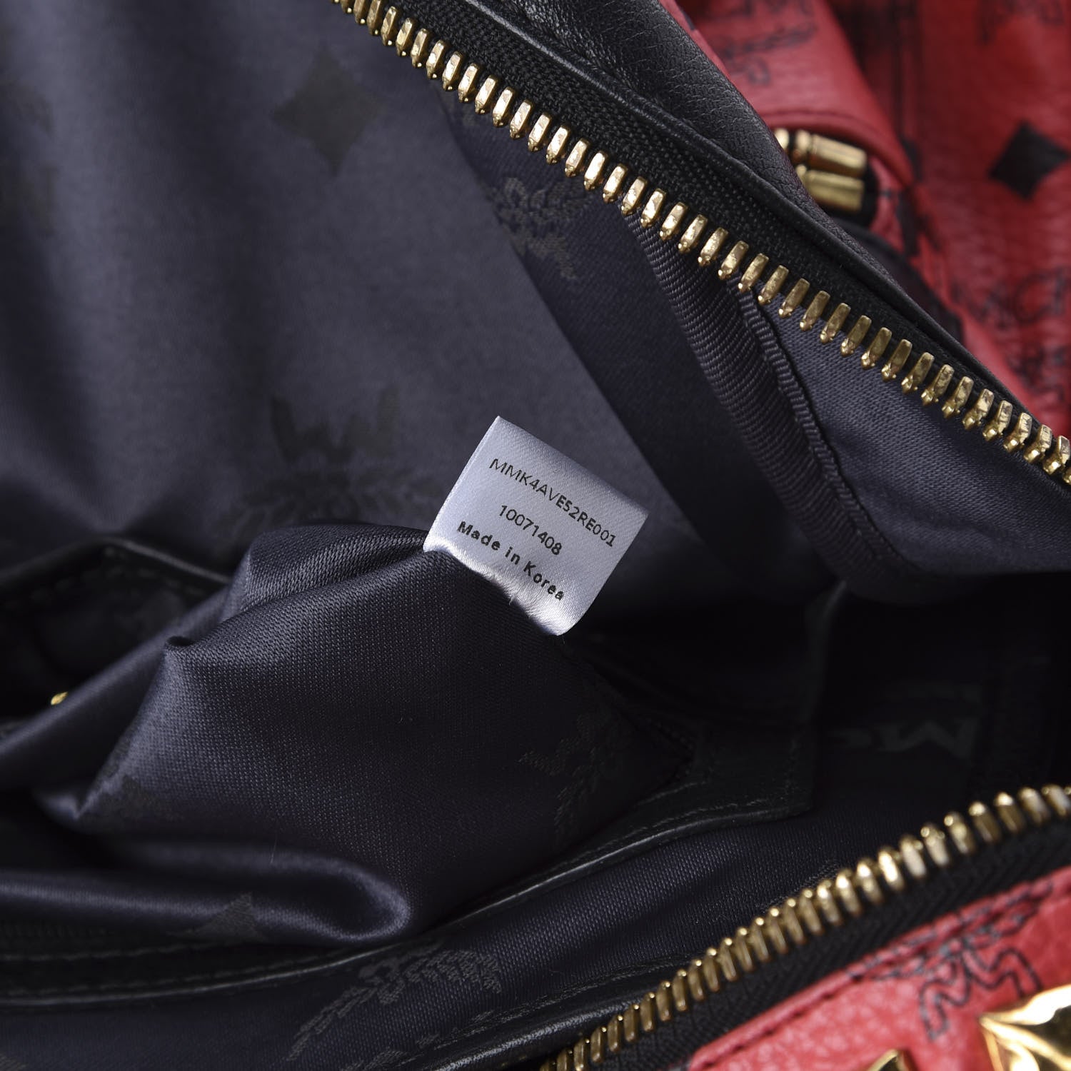 MCM Visetos Studded Colorblock Small Stark Brock Backpack Coral Black 8 of 10