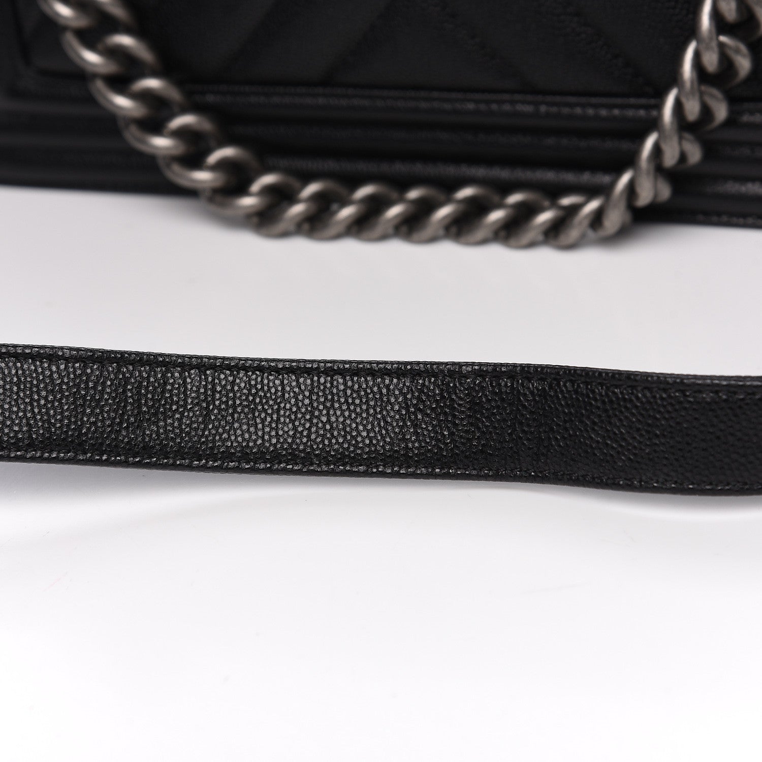 Chanel Caviar Chevron Quilted Medium Boy Flap Black 8 of 11