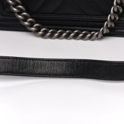 Chanel Caviar Chevron Quilted Medium Boy Flap Black 8 of 11