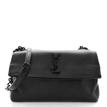 Saint Laurent Grain De Poudre Medium West Hollywood Monogram Fold-Over Black 1 of 9