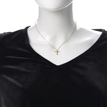 Tiffany 18K Yellow Gold Diamond Small Cross Pendant Necklace 2 of 5