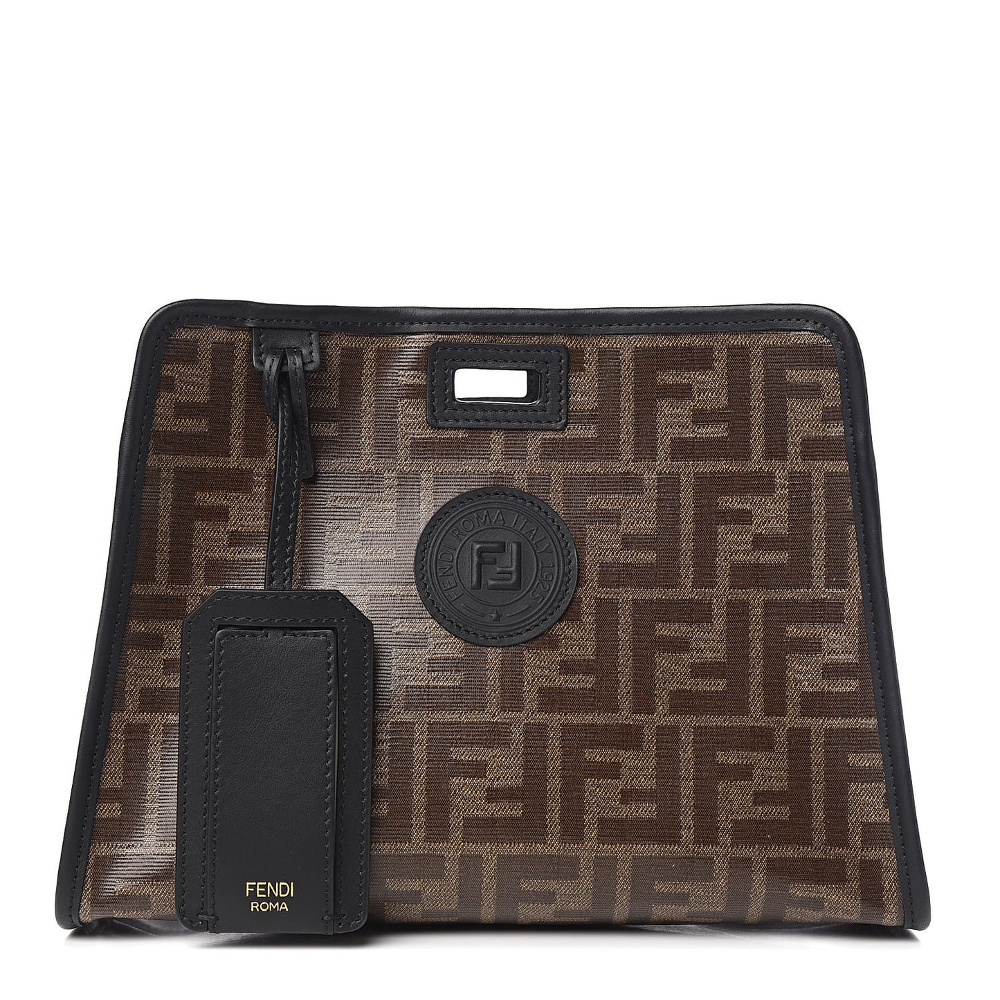 Glazed Fabric Vitello Century FF 1974 Stamp Patch Mini Peekaboo Defender Cover Mogano Panna Black