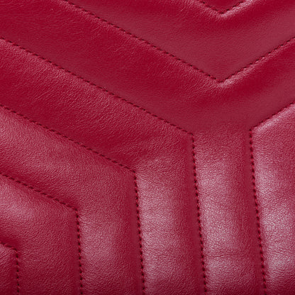 Saint Laurent Calfskin Y Quilted Monogram Medium Loulou Chain Satchel Lipstick Red 18 of 20